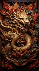 Wooden Chinese Dragon Sculpture