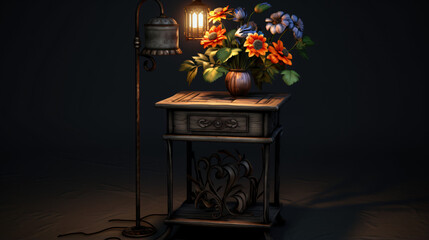 Nightstand with flower