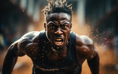 Energetic Young Man Running Portrait.