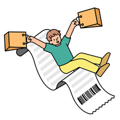 Happy man with shopping bag. simple vector illustration.