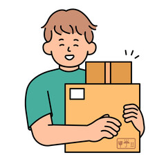 Man holding a package. simple vector illustration.