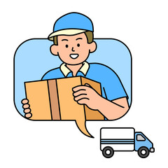 The delivery man delivering the package. simple vector illustration.