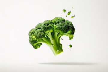 Green broccoli on a white background. - obrazy, fototapety, plakaty