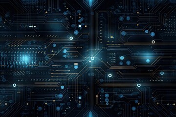 Fototapeta premium High tech electronic glowing circuit board texture