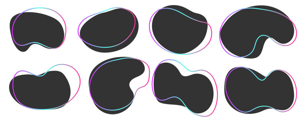 Abstract organic shape. modern blotch shape. Random oval figure with gradient line, asymmetric spot, round amoeba blot. Liquid basic shapes.