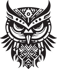 Vector ornamental ancient owl illustration. Abstract historical mythology bird head logo. Good for print or tattoo