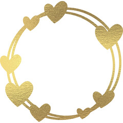 goldenes Herzen, Kreisrahmen, mit transparentem Hintergrund 