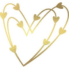 goldenes Herzen mit transparentem Hintergrund 