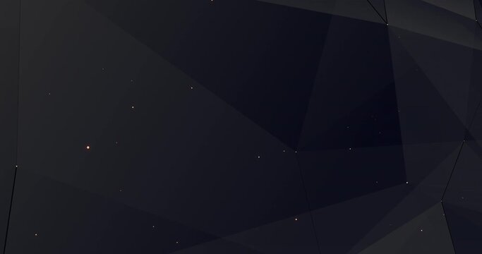 4k animated black grey polygonal plexus background with golden dots. Metaverse abstract virtual reality map globe. Futuristic environment world. Dynamic 3d luxury horizontal banner. Digital wallpaper