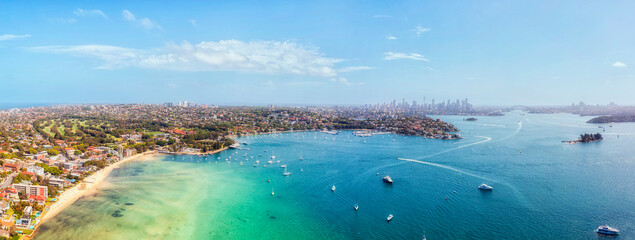 D Sydney Rose bay beach to CBD Pan - obrazy, fototapety, plakaty