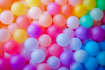 Many rainbow gradient random bright soft balls background. - obrazy, fototapety, plakaty
