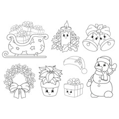 set of christmas icons vector