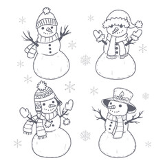 Black and white snowmans collection
