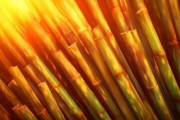 Texture of sugarcane background with a warm glow. Generative AI