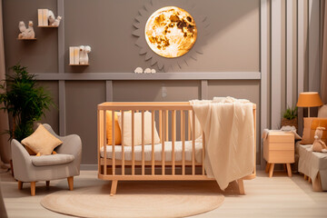 Crib in nursery room
