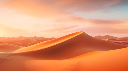 Fototapeta na wymiar Capture the breathtaking beauty of a vast desert landscape as the setting sun casts a warm, golden hue over the rolling sand dunes. Showcase the serenity and solitude of desert life.