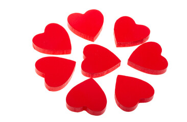 red hearts isolated
