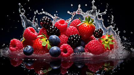 berries in splash