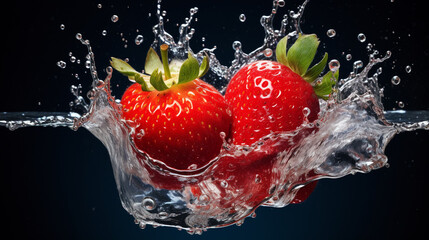 strawberry in water splash