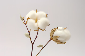 Bud of cotton flower on white background. Close-up.
