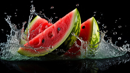 watermelon in water splash