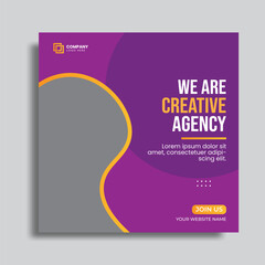 Vector marketing agency social media post template. Editable square banner design for business.
