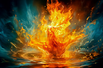 Water flame background. Abstract.