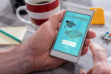 E-learning concept on a smartphone