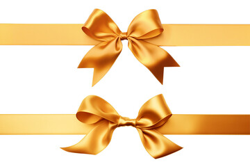Golden ribbon with bow on white 