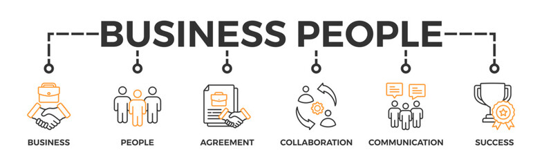 Business people banner web icon vector illustration concept with icon of business, people, agreement, collaboration, communication and success