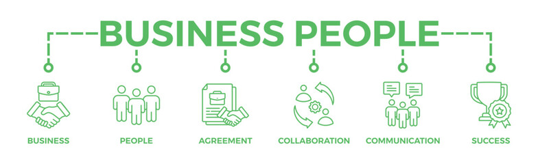 Business people banner web icon vector illustration concept with icon of business, people, agreement, collaboration, communication and success
