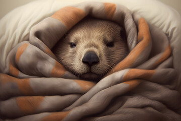 groundhog sleeping under a blanket