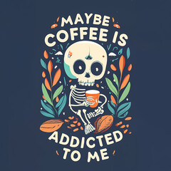 Maybe Coffee Is Addicted To Me - A Skeleton Holding A Cup