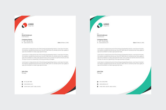 Abstract Corporate Business Style Letterhead Design Vector Template For Your Project.