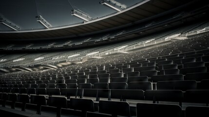 Aerial view of a crowded stadium with green grass and bright lights at night