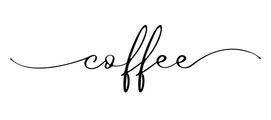 Coffee - calligraphic inscription with smooth lines. Minimalistic hand lettering vector illustration
