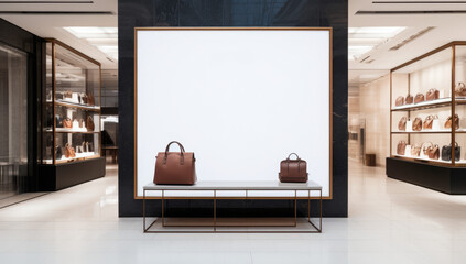 Empty blank display screen wall store mock up in interior