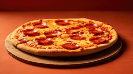 Close-up of pepperoni pizza delicious for advertising image. Generative Ai