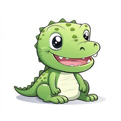 Naklejka premium Crocodile cute kawaii style design for t-shirt isolated on white background