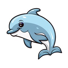 Fototapeta premium Dolphin cute kawaii style design for t-shirt isolated on white background