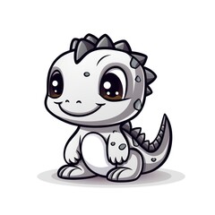 Obraz premium Dyno cute kawaii style design for t-shirt isolated on white background