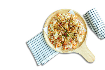 Chapati Pizza is made using leftover Roti / Paratha with Cheese, vegetables, paneer, and Sausage. halal dessert in Thailand.