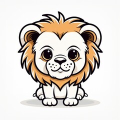 Obraz premium Lion cute kawaii style design for t-shirt isolated on white background
