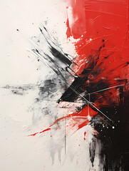 Abstract Two - A Red And Black Paint On A White Surface