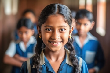 rural school girl giving happy expression