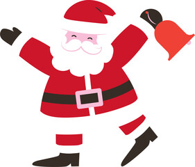 Cute Vector Santa with Jingle Bell