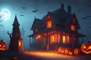 Fototapeta na wymiar Enchanted Shadows, Spooky Home Art for Halloween