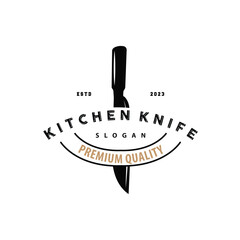 Kitchen Knife Logo, Chef Knife Logo Vector Design Illustration Template