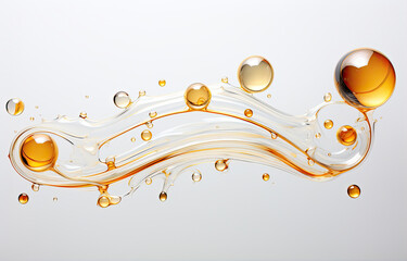 oil drop in a golden stream of water