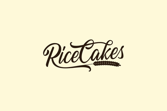 rice cakes logo with a combination of rice and beautiful lettering for rice cake shops, snacks, cafes, etc.